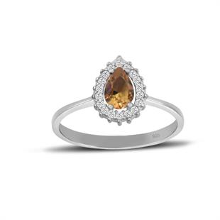 925 Ayar Gümüş Zultanit Damla Taşlı Anturaj Yüzük