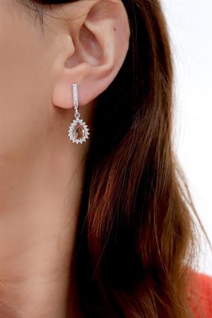 925 Ayar Gümüş Zultanit Damla Taşlı Anturaj Küpe