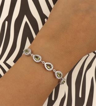 925 Ayar Gümüş Zultanit Damla Taşlı Anturaj Bileklik