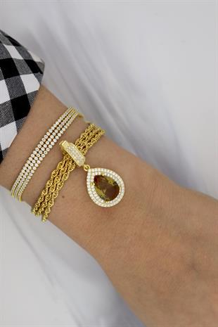 925 Ayar Gümüş Zultanit Damla Taşlı  Charm