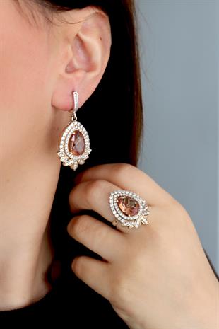 925 Ayar Gümüş Zultanit Damla Taşlı Otantik Yüzük