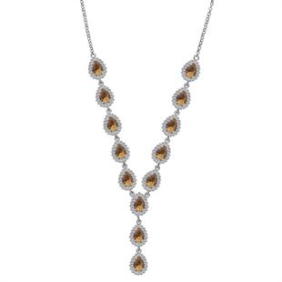 925 Ayar Gümüş Zultanit Damla Taşlı Pırlanta Montür Kolye