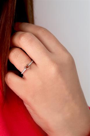 925 Ayar Gümüş Zultanit Kalp Taşlı Gümüş Yüzük