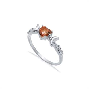 925 Ayar Gümüş Zultanit Kalp Taşlı Vintage Yüzük