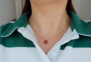 925 Ayar Gümüş Zultanit Kare Tek Taş Gümüş Kolye