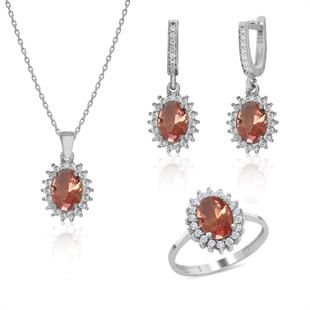 925 Ayar Gümüş Zultanit Oval Anturaj Takı Seti