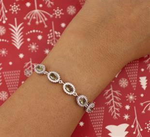 925 Ayar Gümüş Zultanit Oval Taşlı Anturaj Bileklik