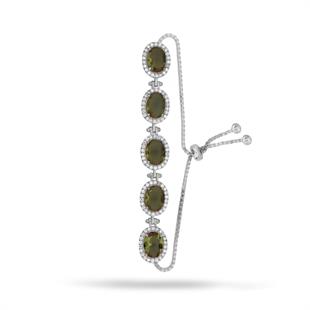 925 Ayar Gümüş Zultanit Oval Taşlı  Bileklik