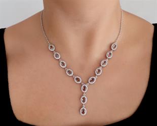 925 Ayar Gümüş Zultanit Oval Taşlı Pırlanta Montür Takı Seti