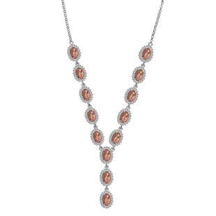 925 Ayar Gümüş Zultanit Oval Taşlı Pırlanta Montür Kolye