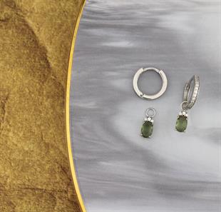 925 Ayar Gümüş Zultanit Oval Taşlı Trend Küpe