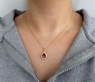 925 Ayar Gümüş Zultanit Su Damlası Kolye