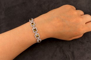 925 Ayar Gümüş Zultanit Taş Çiçek Bileklik