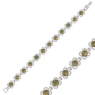 925 Ayar Gümüş Zultanit Taş Çiçek Model Gümüş Bileklik