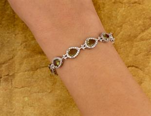 925 Ayar Gümüş Zultanit Taş Damla Su Yolu Bileklik