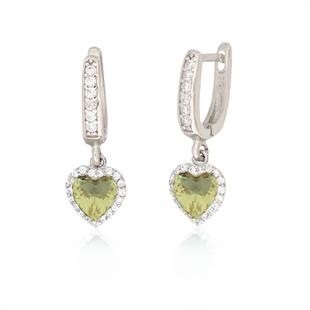 925 Ayar Gümüş Zultanit Taş Kalp Takı Seti