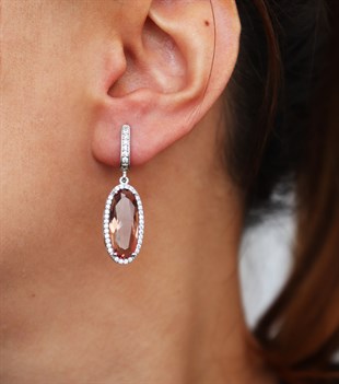 925 Ayar Gümüş Zultanit Taş Sallantılı Küpe