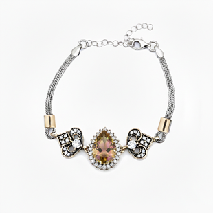 925 Ayar Gümüş Zultanit Taşlı Hürrem Sultan Otantik Bileklik