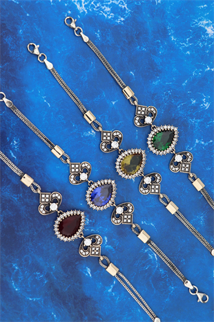 925 Ayar Gümüş Zultanit Taşlı Hürrem Sultan Otantik Bileklik