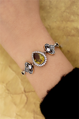 925 Ayar Gümüş Zultanit Taşlı Hürrem Sultan Otantik Bileklik