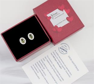 925 Ayar Gümüş Zultanit Taşlı Oval Anturaj Küpe