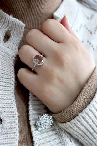 925 Ayar Gümüş Zultanit Taşlı Oval Yüzük