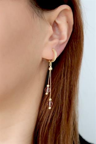 925 Ayar Gümüş Zultanit Taşlı Sallantılı Küpe