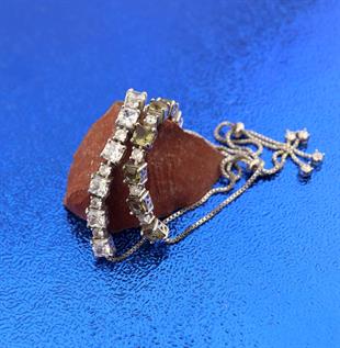 925 Ayar Gümüş Beyaz Taşlı Su Yolu Asansörlü Bileklik