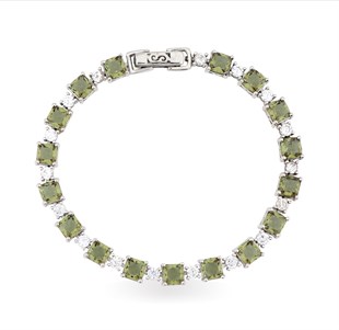 925 Ayar Gümüş Zultanit Taşlı Su Yolu Bileklik