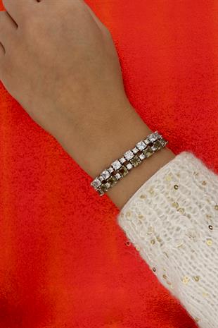 925 Ayar Gümüş Zultanit Taşlı Su Yolu Asansörlü Bileklik