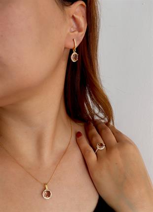 925 Ayar Gümüş Zultanit Yuvarlak Taşlı Takı Seti