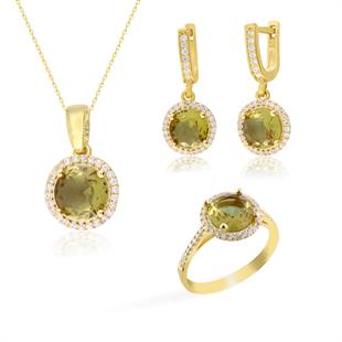 925 Ayar Gümüş Zultanit Yuvarlak Taşlı Takı Seti