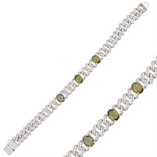 925 Ayar Gümüş Zultanit Taşlı Zincir Bileklik