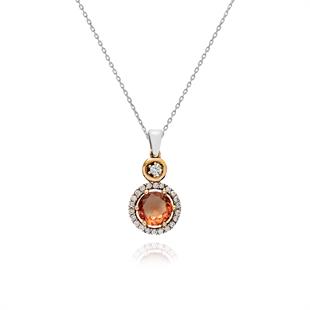 925 Ayar Gümüş Zultanit Yuvarlak Taşlı Otantik Kolye