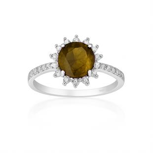 925 Ayar Gümüş Zultanit Yuvarlak Taşlı Yüzük