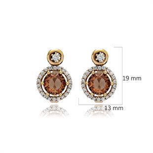 925 Ayar Gümüş Zultyanit Yuvarlak Taşlı Otantik Küpe