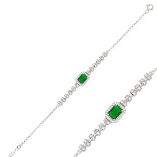 925 Ayar Gümüş Zümrüt Baget Bileklik