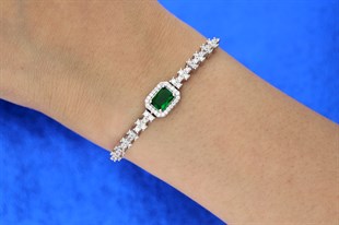 925 Ayar Gümüş Zümrüt Baget Bileklik