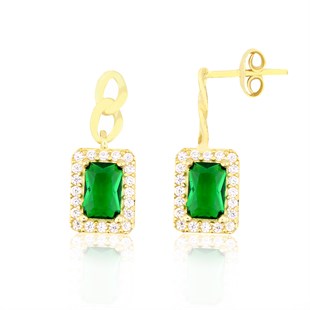 925 Ayar Gümüş Zümrüt Baget Takı Seti Zincir Detay