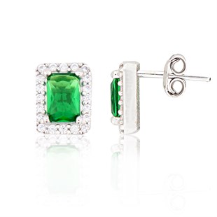 925 Ayar Gümüş Zümrüt Baget Takı Seti