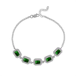 925 Ayar Gümüş Zümrüt Baget Taşlı Anturaj Bileklik