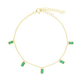 925 Ayar Gümüş Zümrüt Baget Taşlı Shakira Gümüş Bileklik