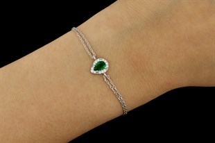 925 Ayar Gümüş Zümrüt Damla Bileklik
