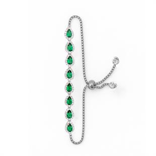 925 Ayar Gümüş Zümrüt Damla Taş Bileklik
