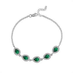 925 Ayar Gümüş Zümrüt Damla Taşlı Anturaj Bileklik