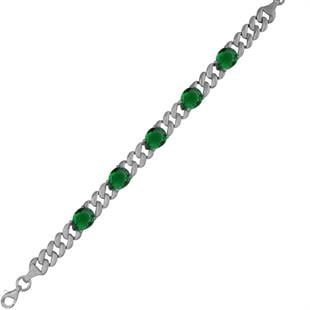 925 Ayar Gümüş Zümrüt Damla Taşlı Gurmet Bileklik