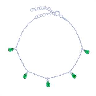 925 Ayar Gümüş Zümrüt Damla Taşlı Shakira Gümüş Bileklik