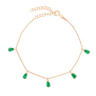 925 Ayar Gümüş Zümrüt Damla Taşlı Shakira Gümüş Bileklik