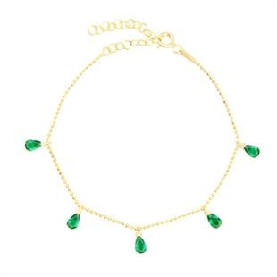 925 Ayar Gümüş Zümrüt Damla Taşlı Shakira Gümüş Bileklik