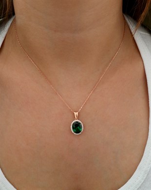 925 Ayar Gümüş Zümrüt Kolye